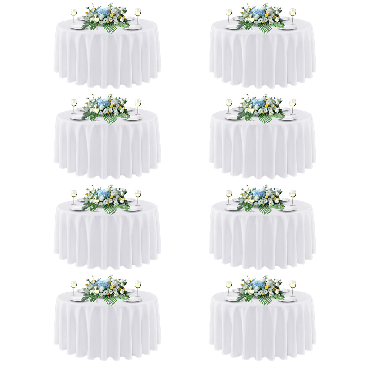 Mantel sancua redondo 90 pulgadas blanco para banquetes, fácil de lavar