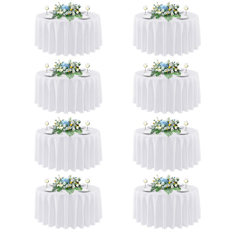 Mantel sancua redondo 90 pulgadas blanco para banquetes, fácil de lavar