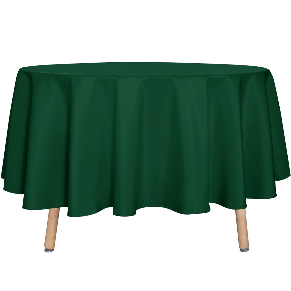Mantel redondo Sancua de 90 pulgadas cubre la mesa con acabado decorativo.