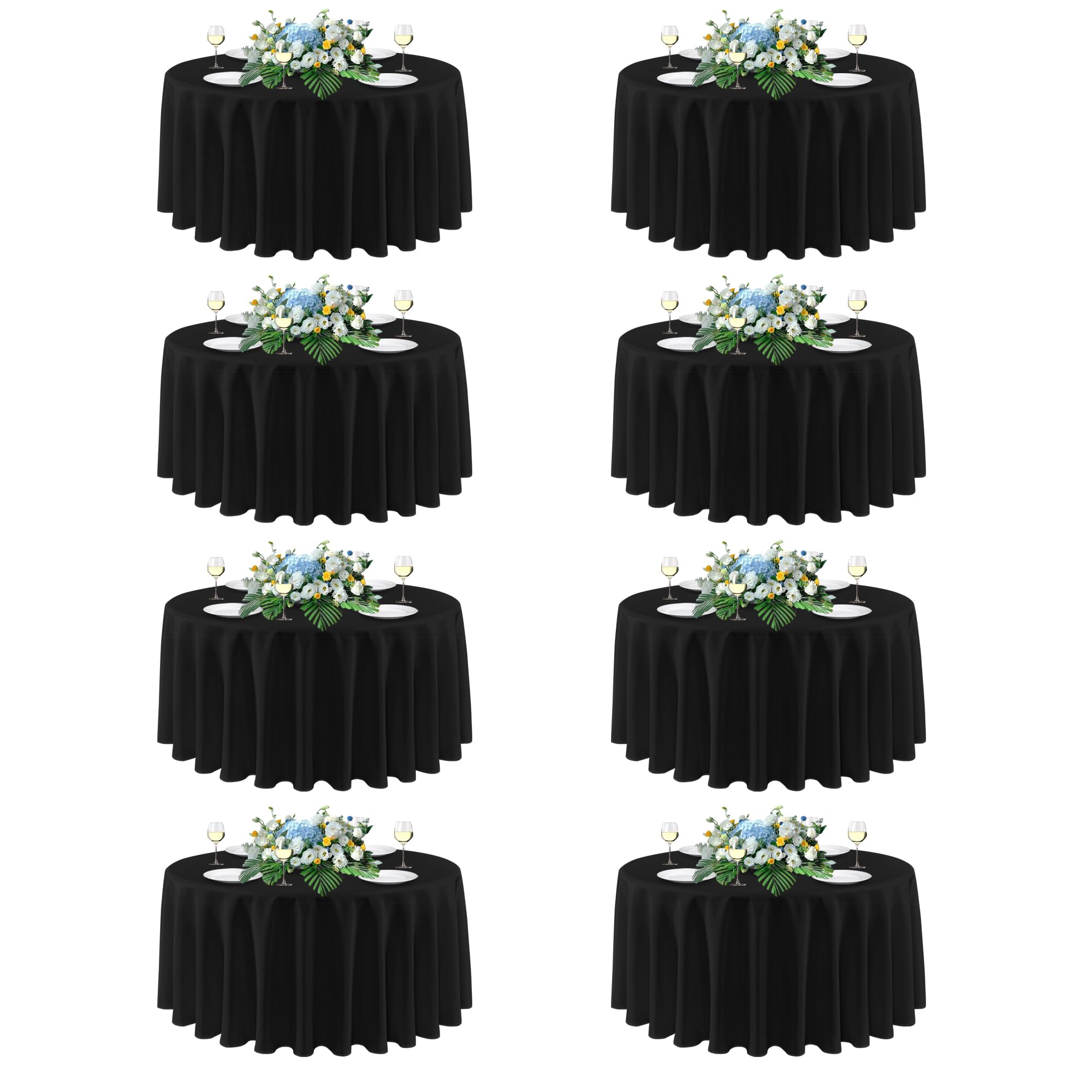 Mantel sancua redondo de 90 pulgadas negro para banquetes y eventos, fácil de limpiar.
