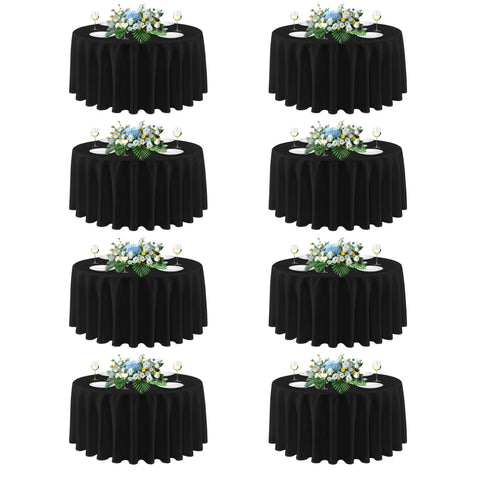 Mantel sancua redondo de 90 pulgadas negro para banquetes y eventos, fácil de limpiar.