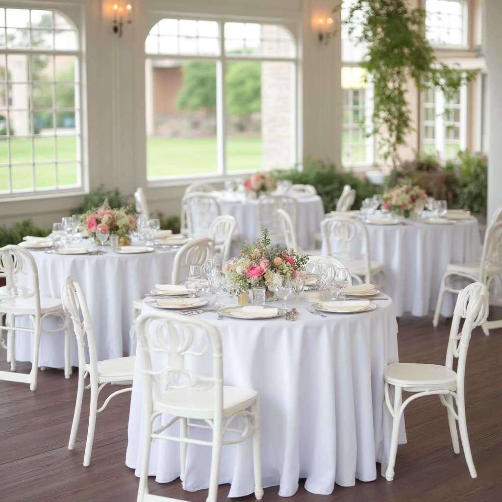 Mantel sancua para bodas blanco de 90 pulgadas, elegante y práctico