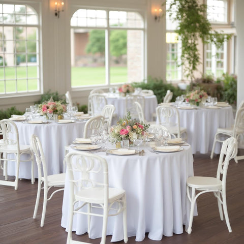 Mantel sancua para bodas blanco de 90 pulgadas, elegante y práctico
