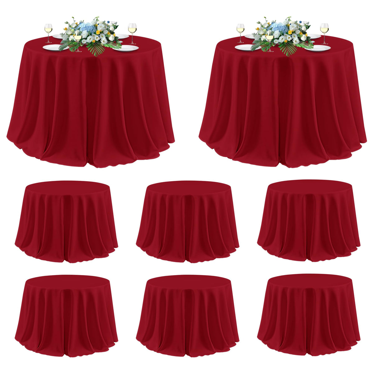 Mantel sancua rojo navideno 120 pulgadas, ideal para banquetes