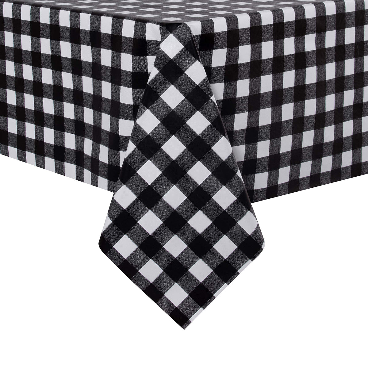 Mantel sancua de vinilo a cuadros negro y blanco cubre la mesa 54x78 pulgadas.