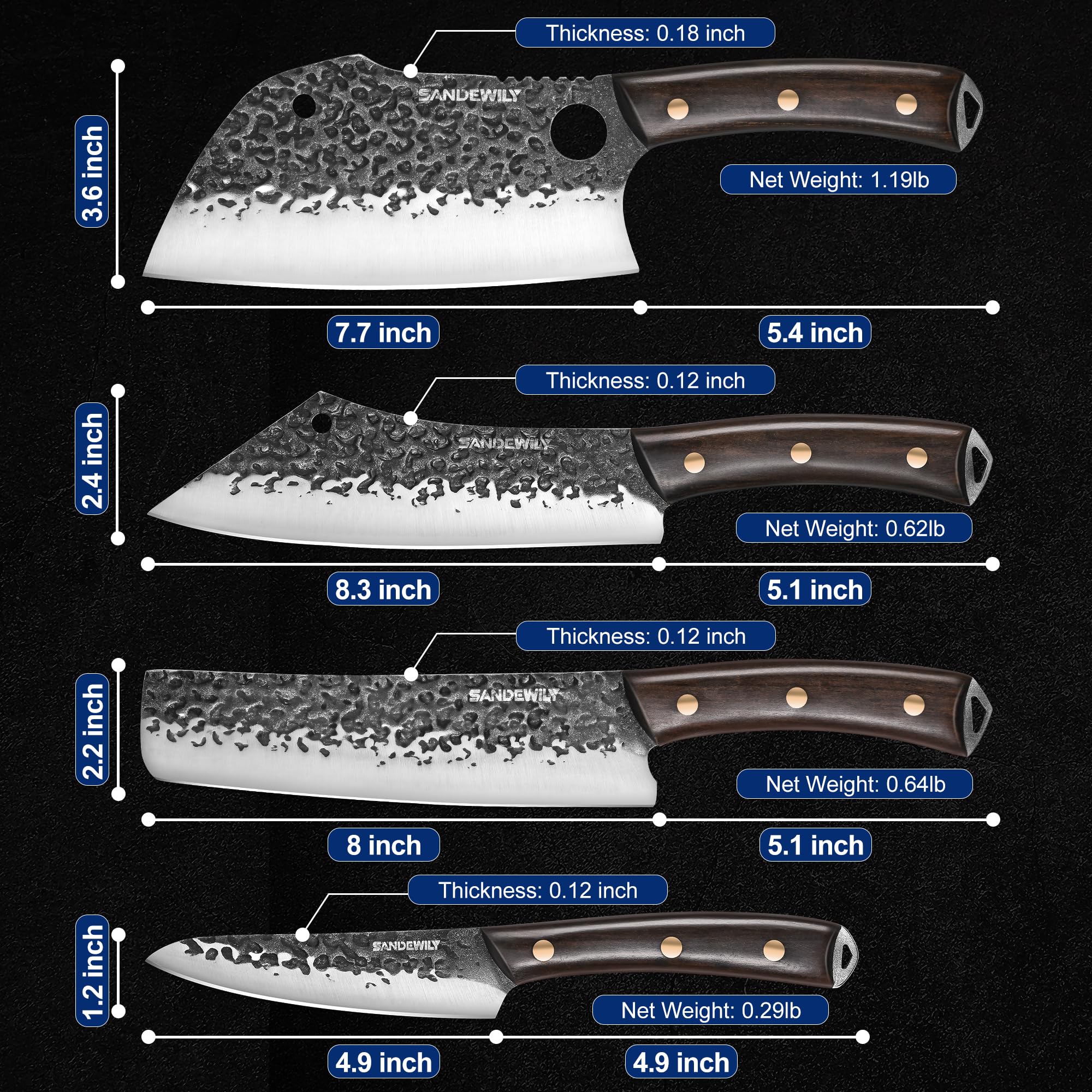 Cuchillo nakiri SANDEWILY de 8 pulgadas ideal para verduras crujientes.