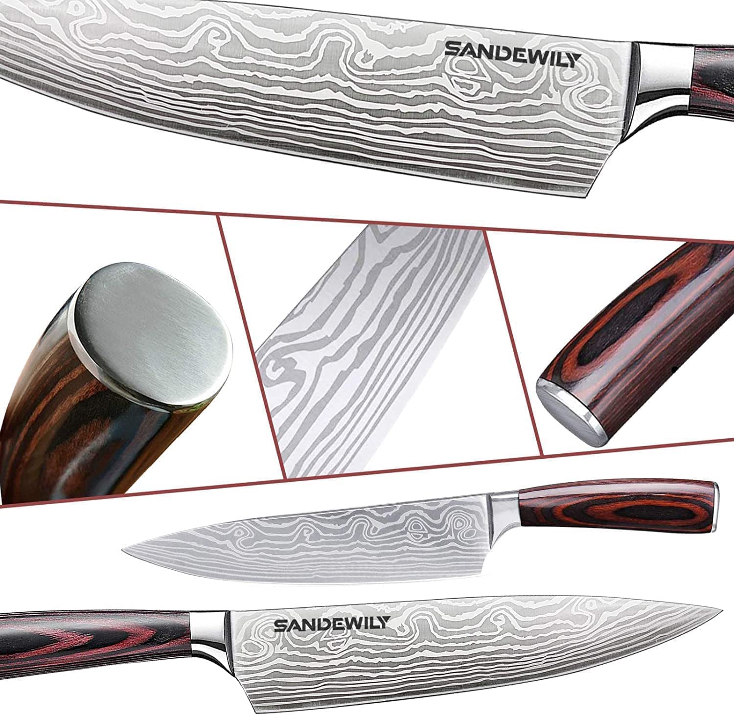 Cuchillo pelador SANDEWILY de 5 pulgadas para pelar y refinar.