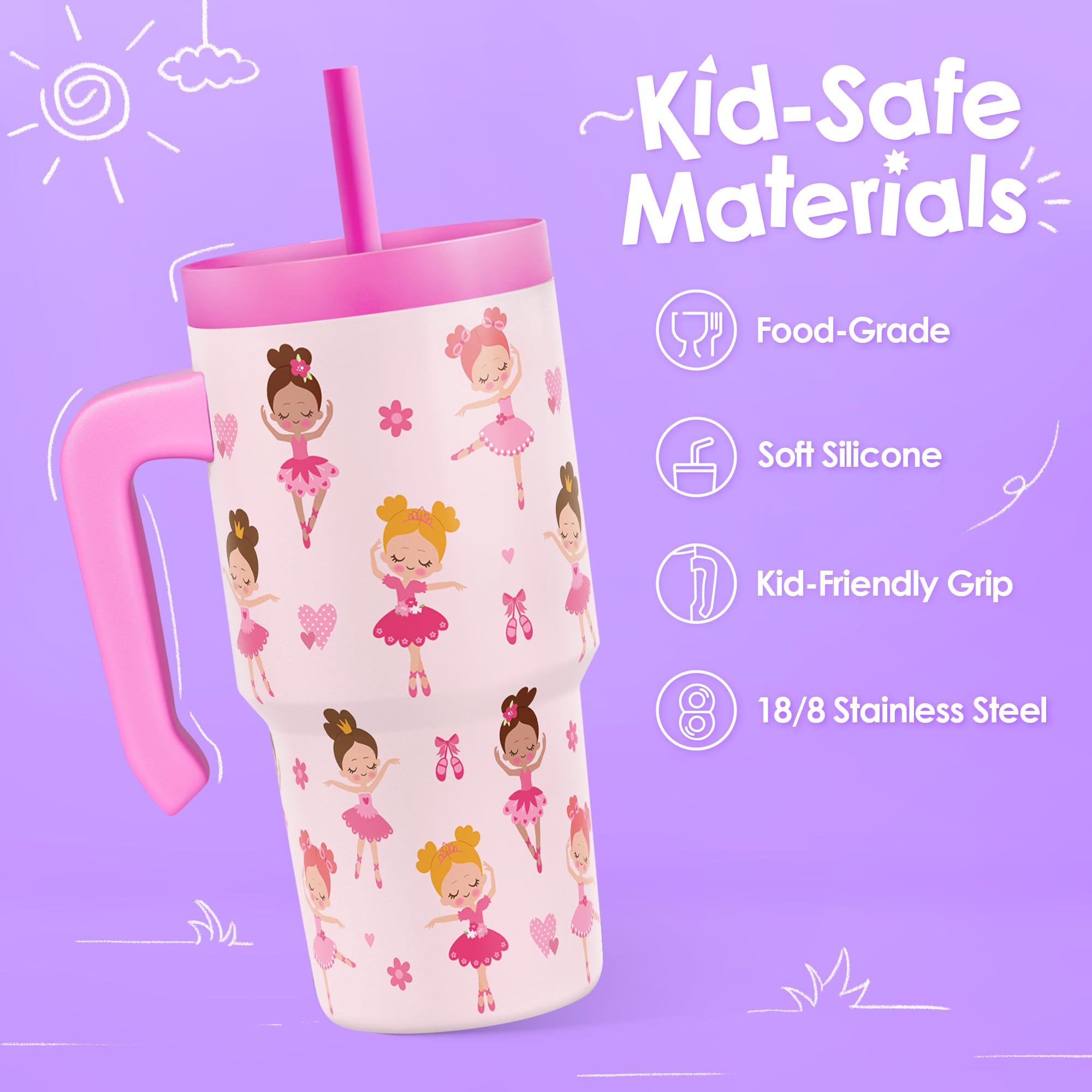 SANDJEST Ballerina con diseño vibrante, anima la hidratación de los niños
