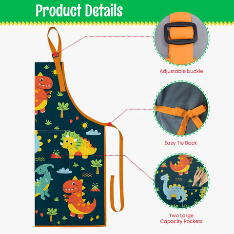 SANDJEST bolsillo delantero delantal infantil, almacenamiento práctico para utensilios y decoraciones.