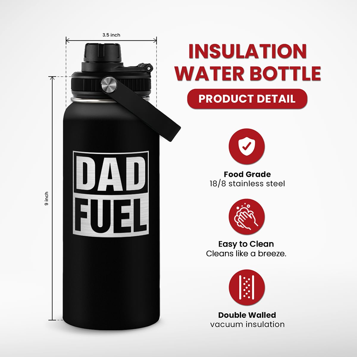 Botella Sandjest Dad 32oz con diseño deportivo para entrenamiento.