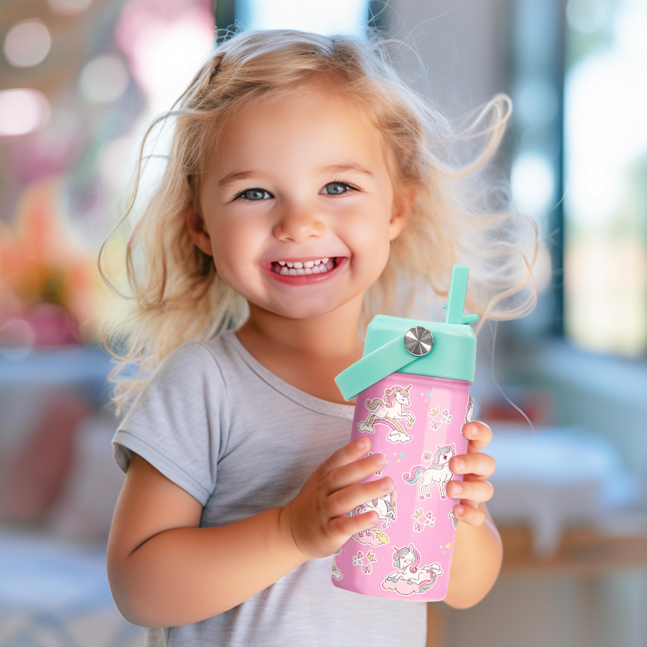Sandjest botella con múltiples diseños unicornio, regalo ideal para niñas.