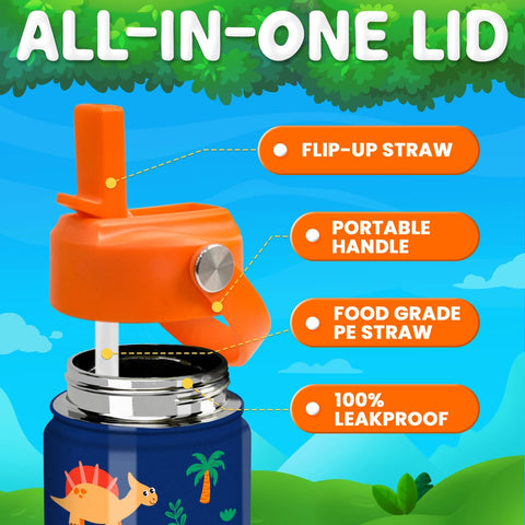 Botella de acero inoxidable SANDJEST, aislada 12onz, para actividades al aire libre.