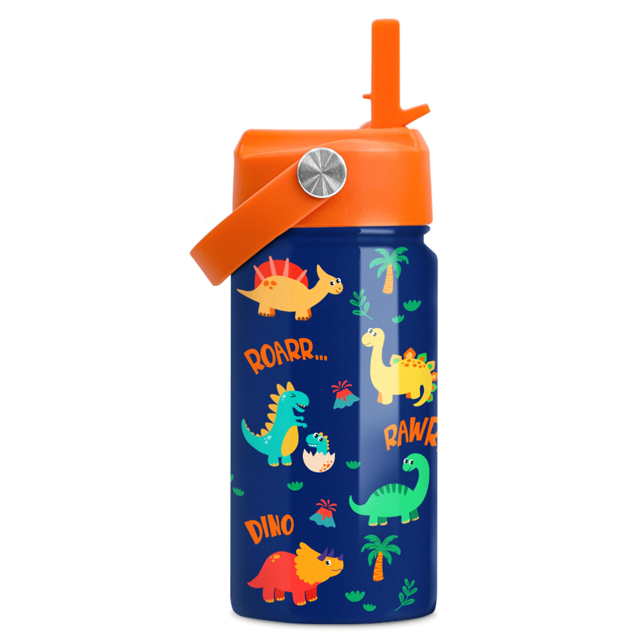 Botella dinosaurio de SANDJEST con tapa-paja, ideal para la escuela.