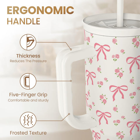 Sandjest Bow Tumbler de acero inoxidable con doble pared para conservar la temperatura.