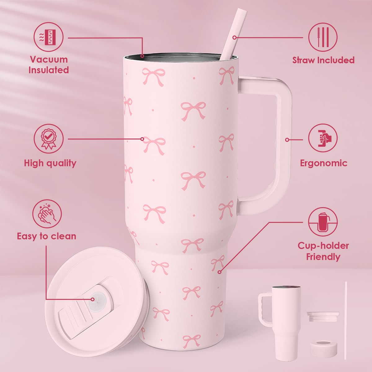 SANDJEST Lazo Coqueta: doble pared de acero inoxidable para mantener bebidas.