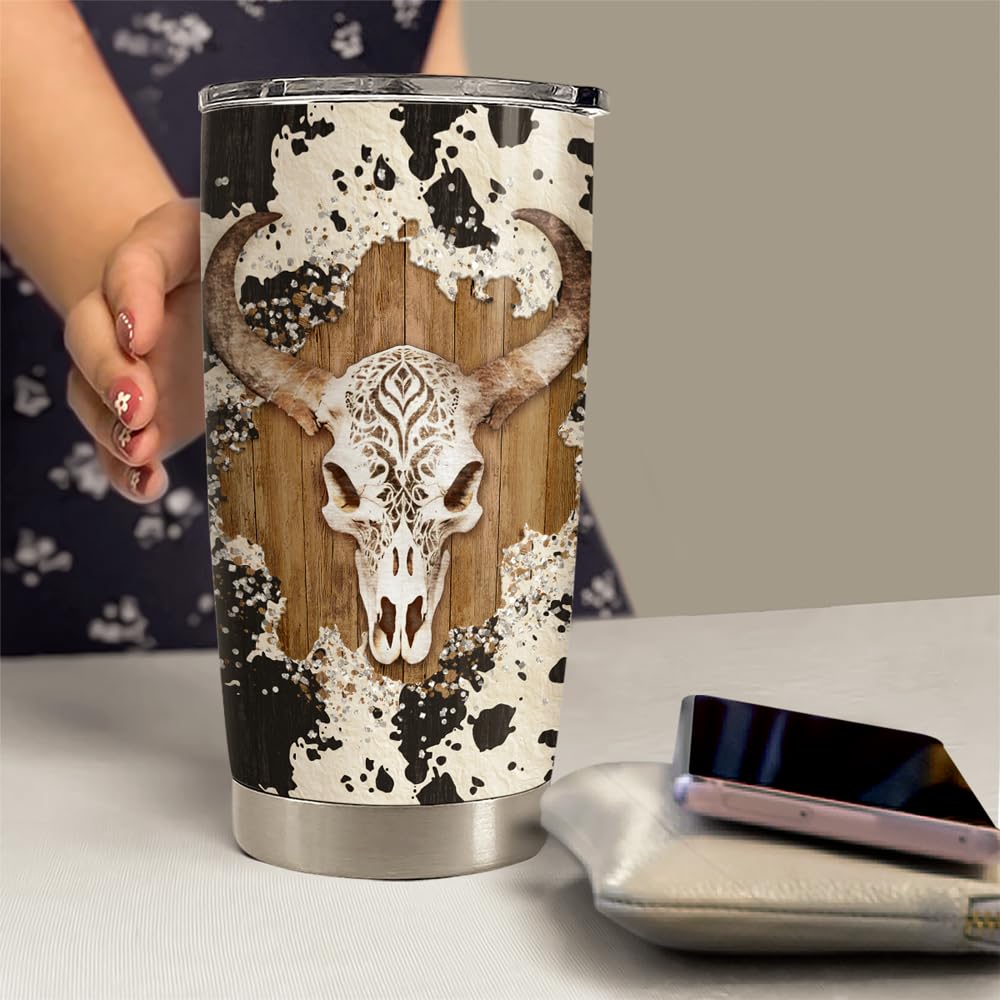 SANDJEST Cow Tumbler 20oz acabado pulido para un aspecto elegante
