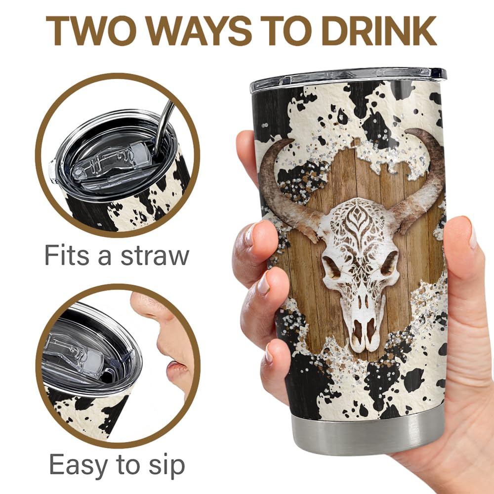 SANDJEST Cow Tumbler 20oz uso diario para trabajo y ocio