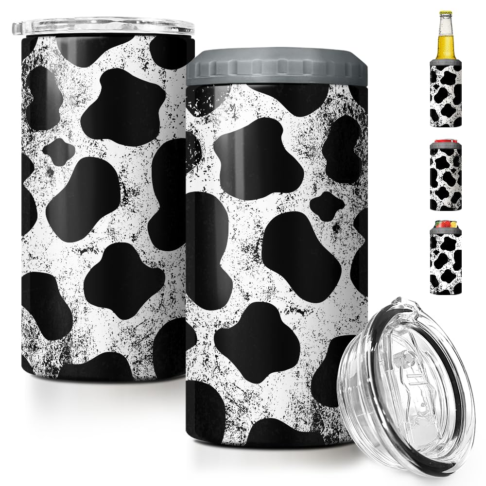 SANDJEST Cow Tumbler 4 en 1 frontal para latas y botellas