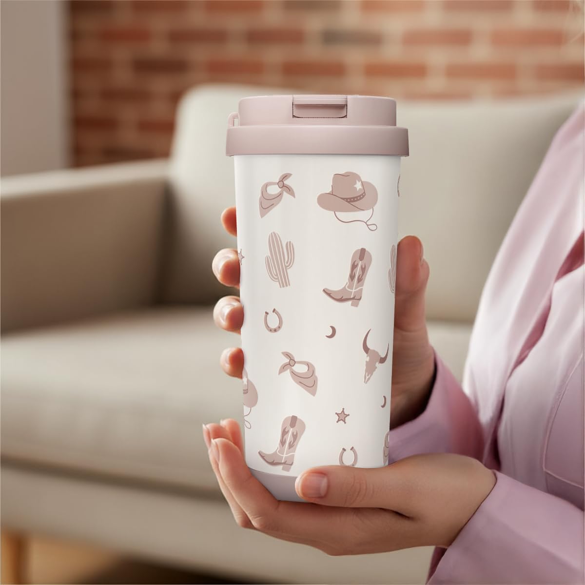 Vaso de viaje Cowgirl SANDJEST para uso diario cómodo.