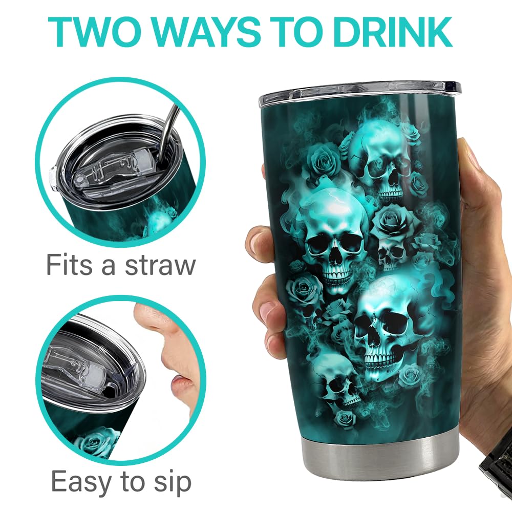 SANDJEST Cráneo Termo 20oz regalo perfecto para amantes del gótico.