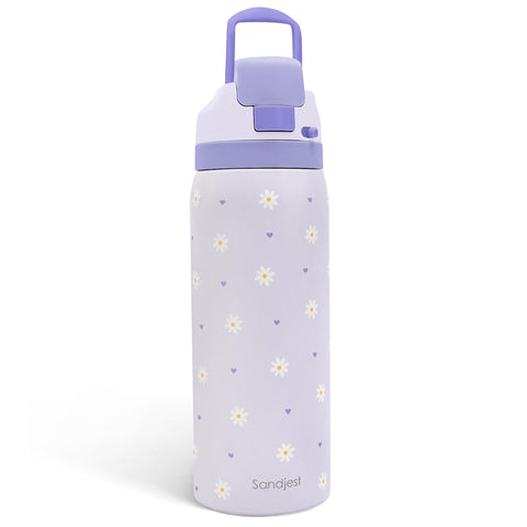 Sandjest Daisy botella aislada de acero inoxidable 32 oz para mantener bebidas frescas