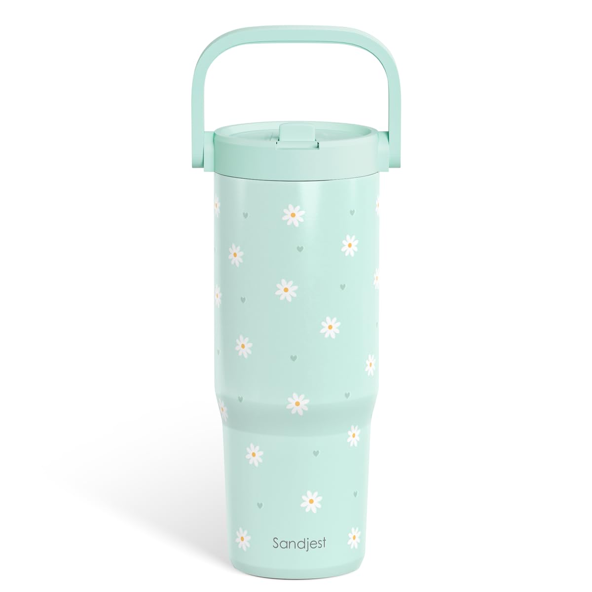 Vaso termo Sandjest Daisy 30 onzas con tapa pajilla para mantener bebidas a temperatura.