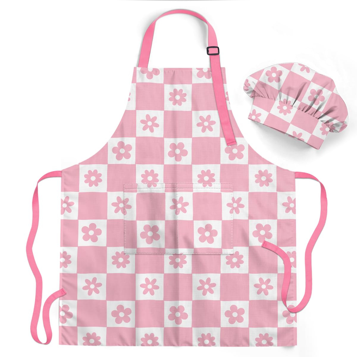 Delantal SANDJEST para niñas con diseño a cuadros, práctico y colorido.