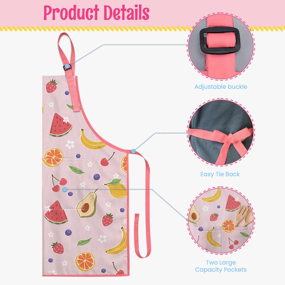 SANDJEST delantal fruta impermeable, fácil de limpiar tras cocinar o manualidades.