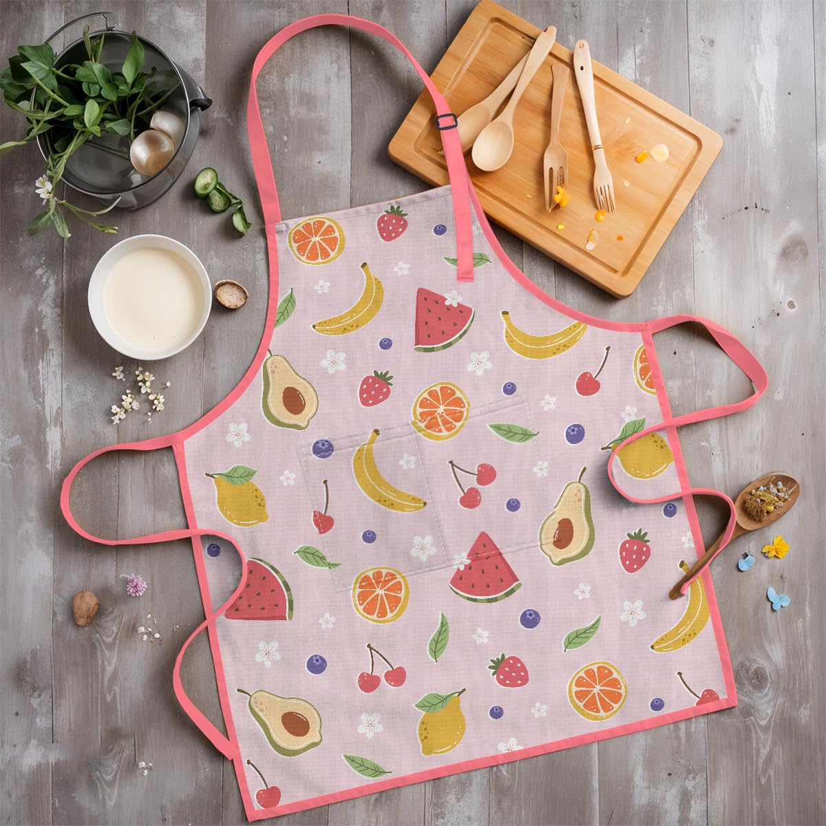 SANDJEST delantal fruta para cocinar y crear proyectos divertidos en casa.