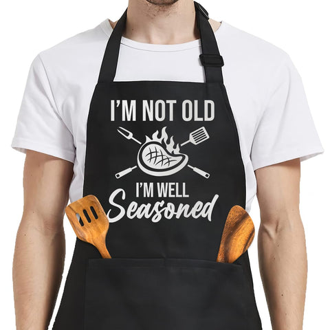 Delantal SANDJEST con bolsillos, ideal para barbacoa y utensilios al alcance.