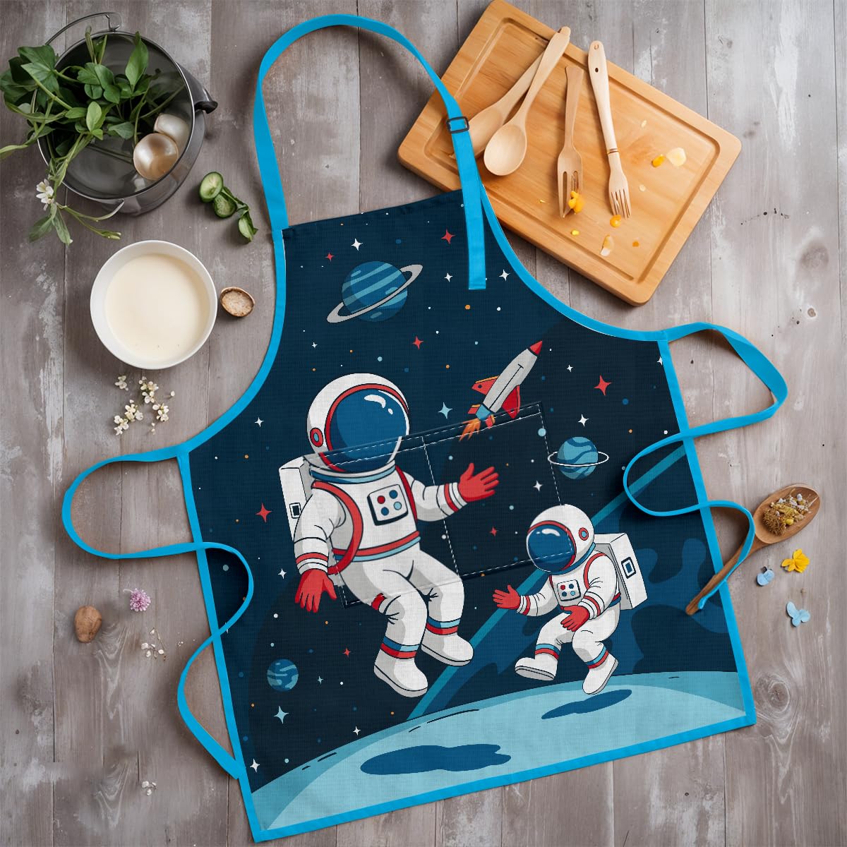 SANDJEST Delantal con bolsillos frontales, almacenamiento práctico.