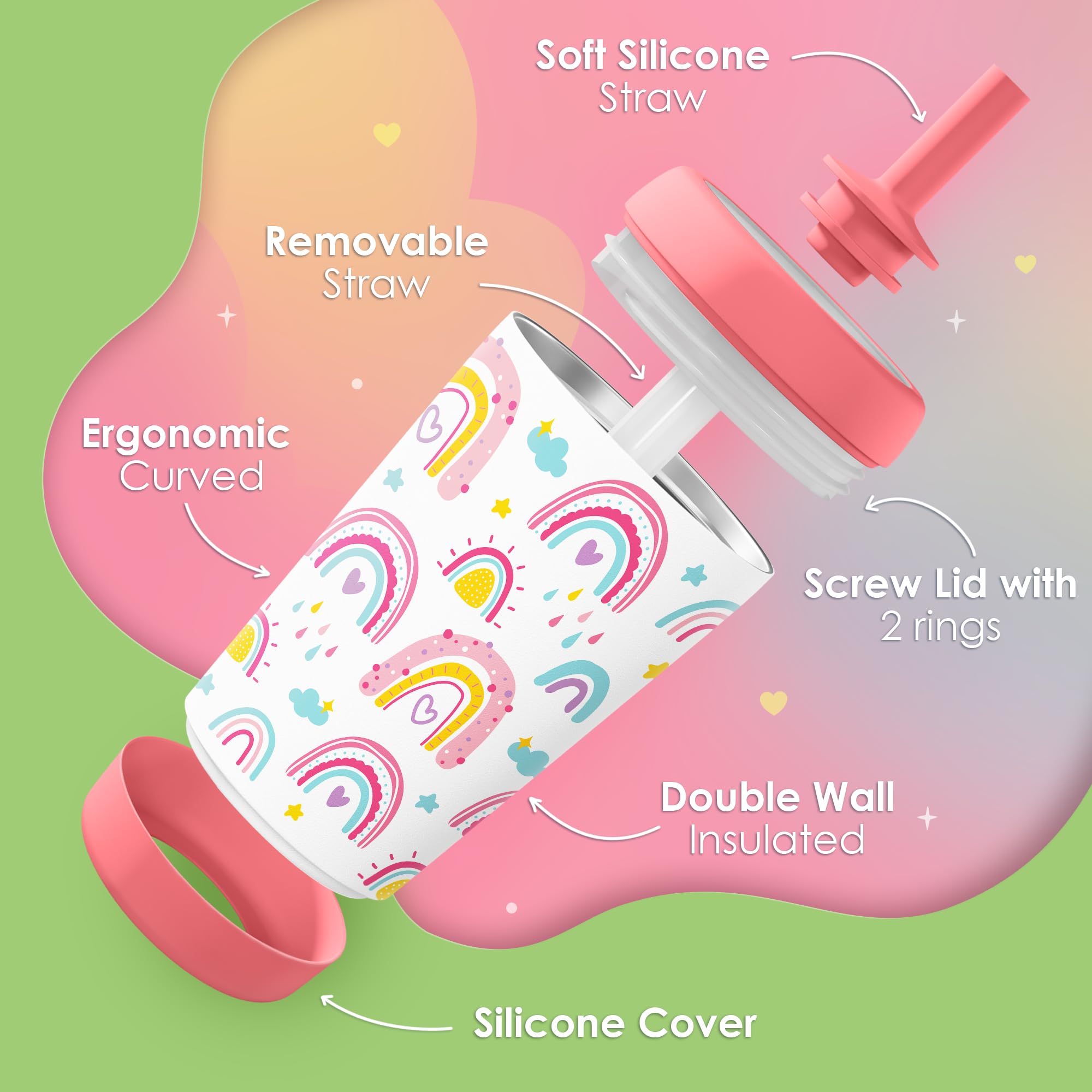 Diseño divertido y colores vivos de SANDJEST para fomentar hidratación diaria