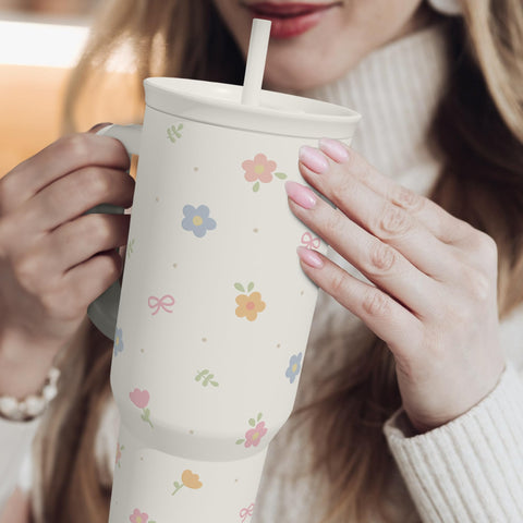 SANDJEST Floral 40oz, ideal para café para llevar.
