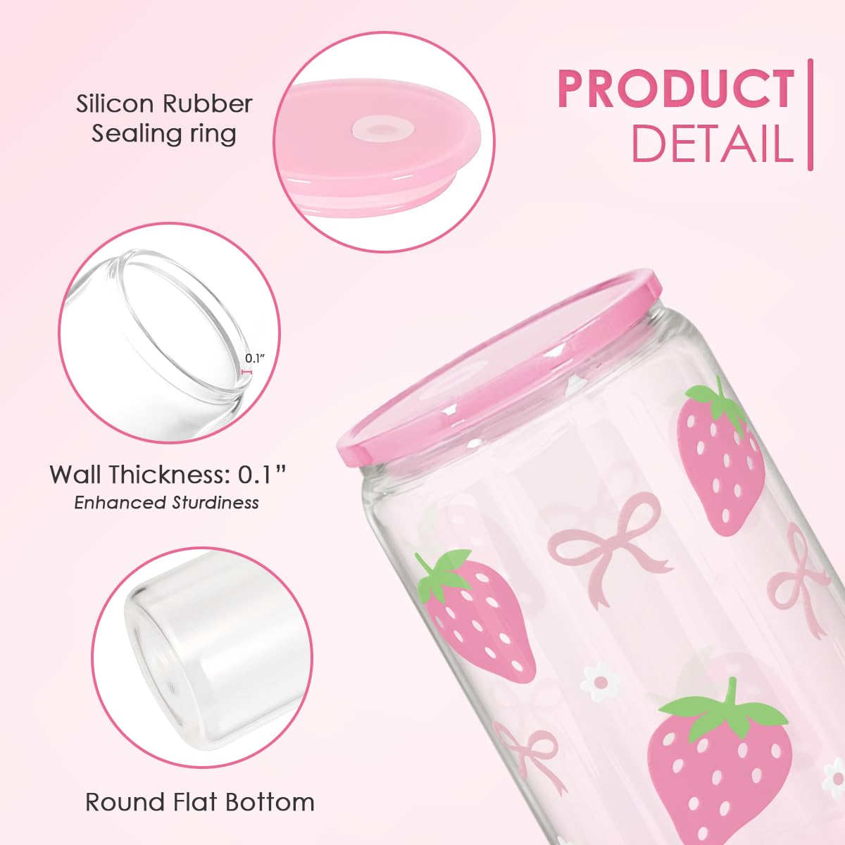 SANDJEST vaso cristal 16oz para uso diario, cómodo en casa o en la oficina