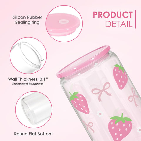 SANDJEST vaso cristal 16oz para uso diario, cómodo en casa o en la oficina