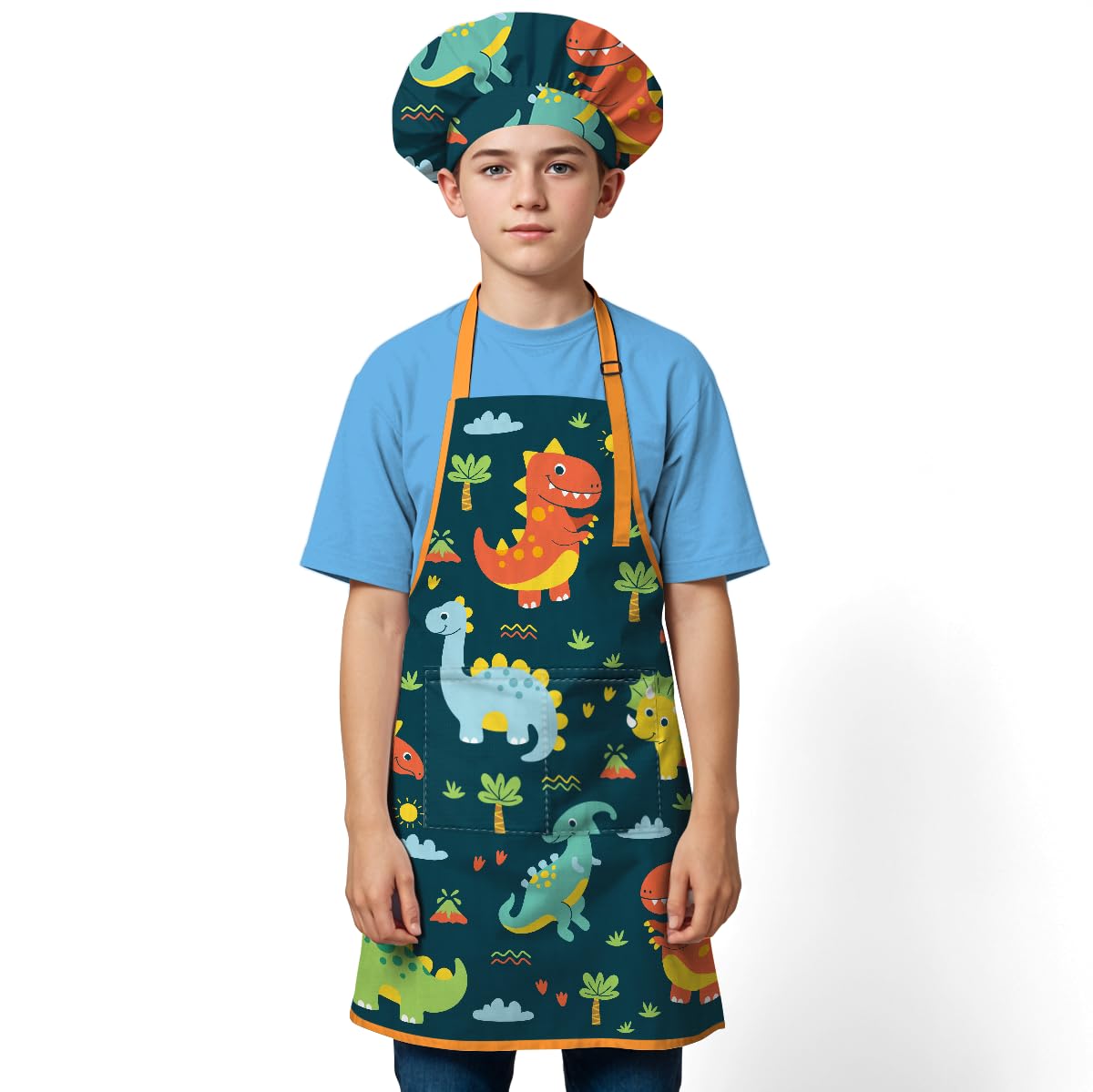 SANDJEST gorro de chef para niño dinosaurio, perfecto para complementar las horas de cocina.
