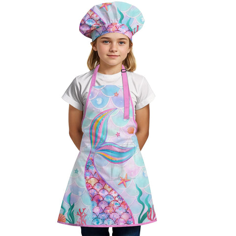 sandjest gorro de chef para niña sirena, mantiene el cabello recogido durante la comida.