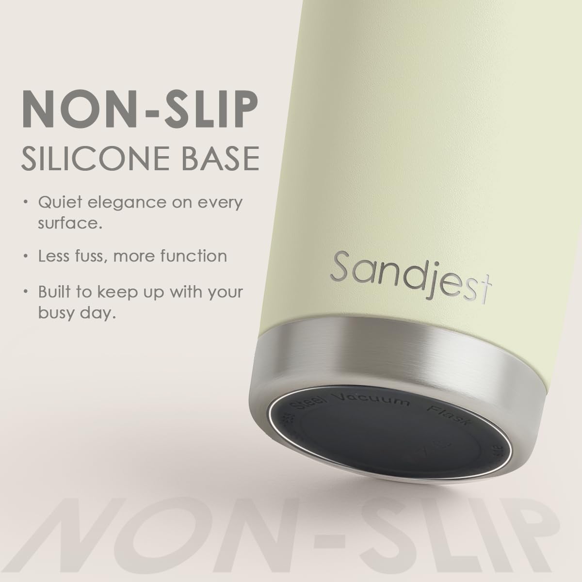 Tumbler SANDJEST verde 20oz, diseño compacto para bolsos y mochilas
