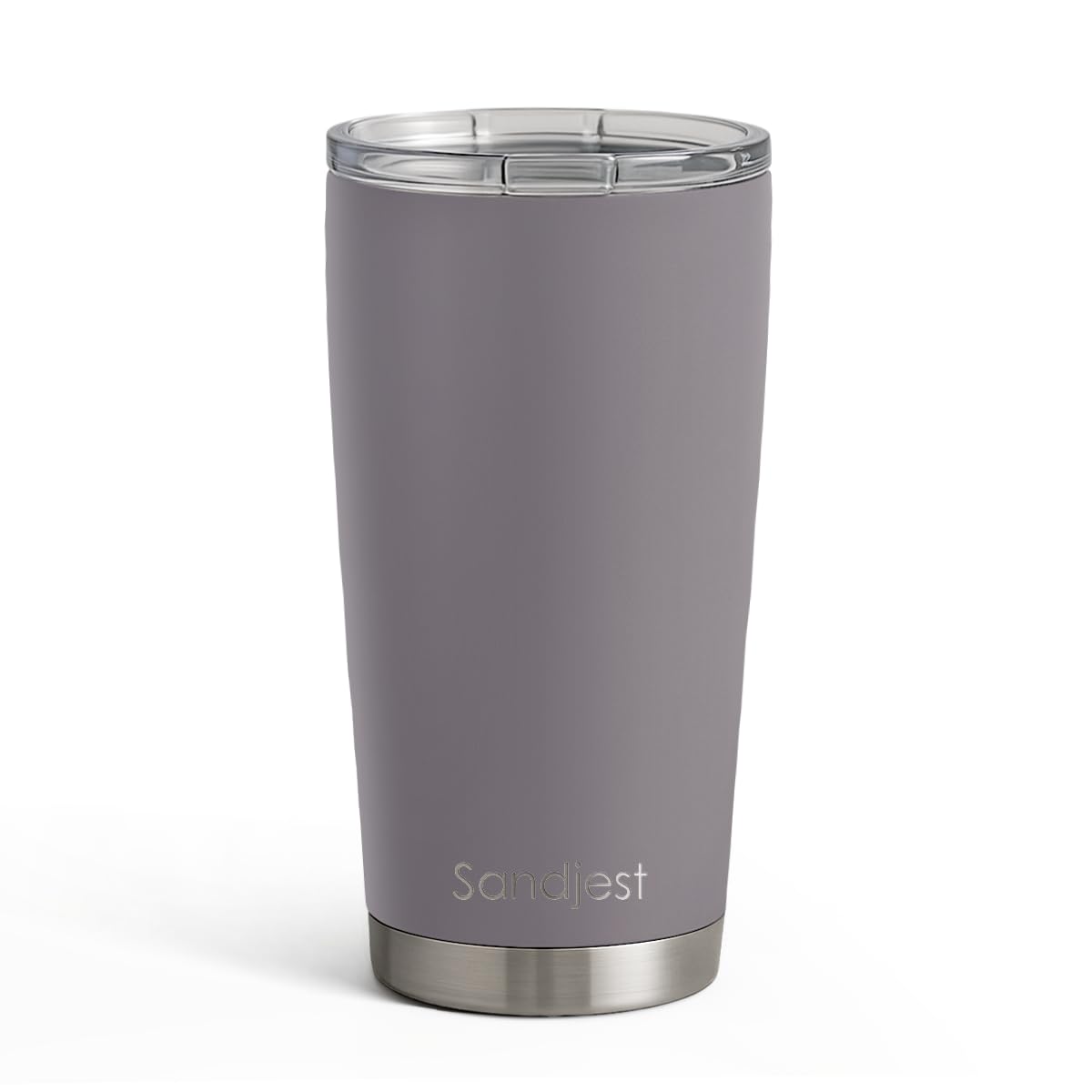 SANDJEST vaso térmico gris 20oz, acero inoxidable, mantiene bebidas frías o calientes.