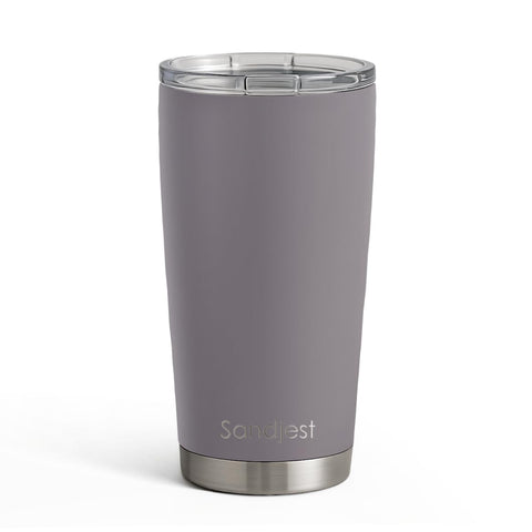 SANDJEST vaso térmico gris 20oz, acero inoxidable, mantiene bebidas frías o calientes.