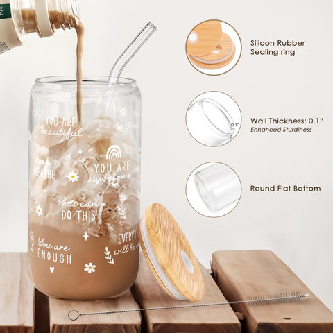 SandJest Inspiration: vaso de vidrio con tapa de bambú para uso diario.