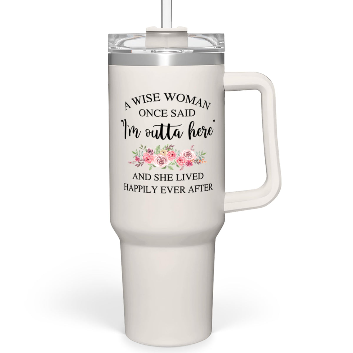 Vaso SANDJEST para jubilación con asa y pajilla, ideal para uso diario en oficina