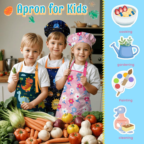 SANDJEST manos del niño cocinando con delantal, escena real para aprender y divertirse.