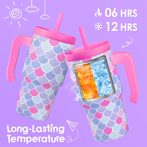 SANDJEST Mermaid Tumbler 20oz, colores vibrantes para regalos escolares.