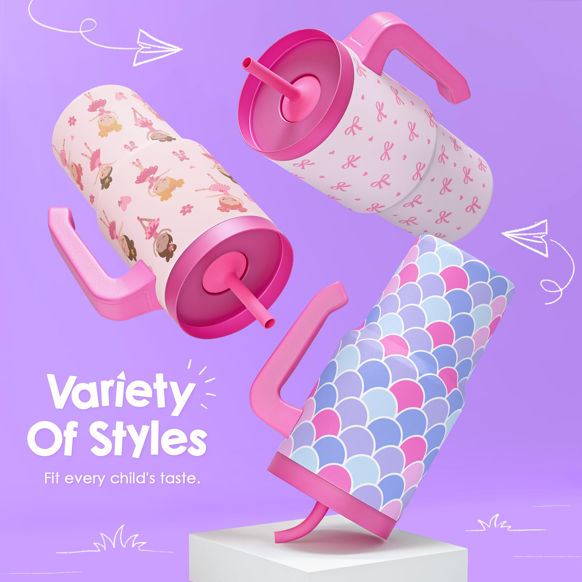 SANDJEST Mermaid Tumbler 20oz para escuela, cómodo de llevar y usar durante el día.
