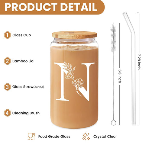 Monograma N de SANDJEST en vaso cristal para regalo personalizado