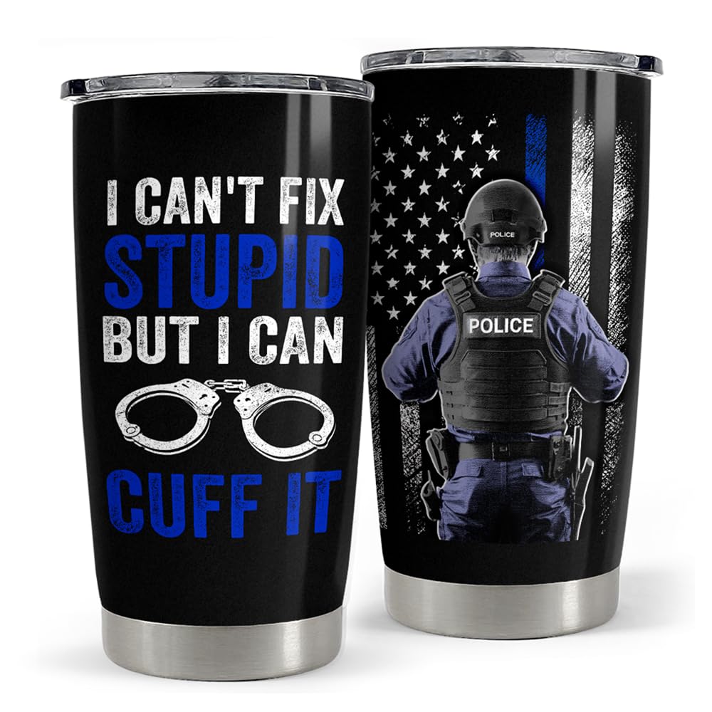 SandJEST Vaso policial 20 onzas, acero inoxidable aislado, mantiene bebidas a temperatura óptima