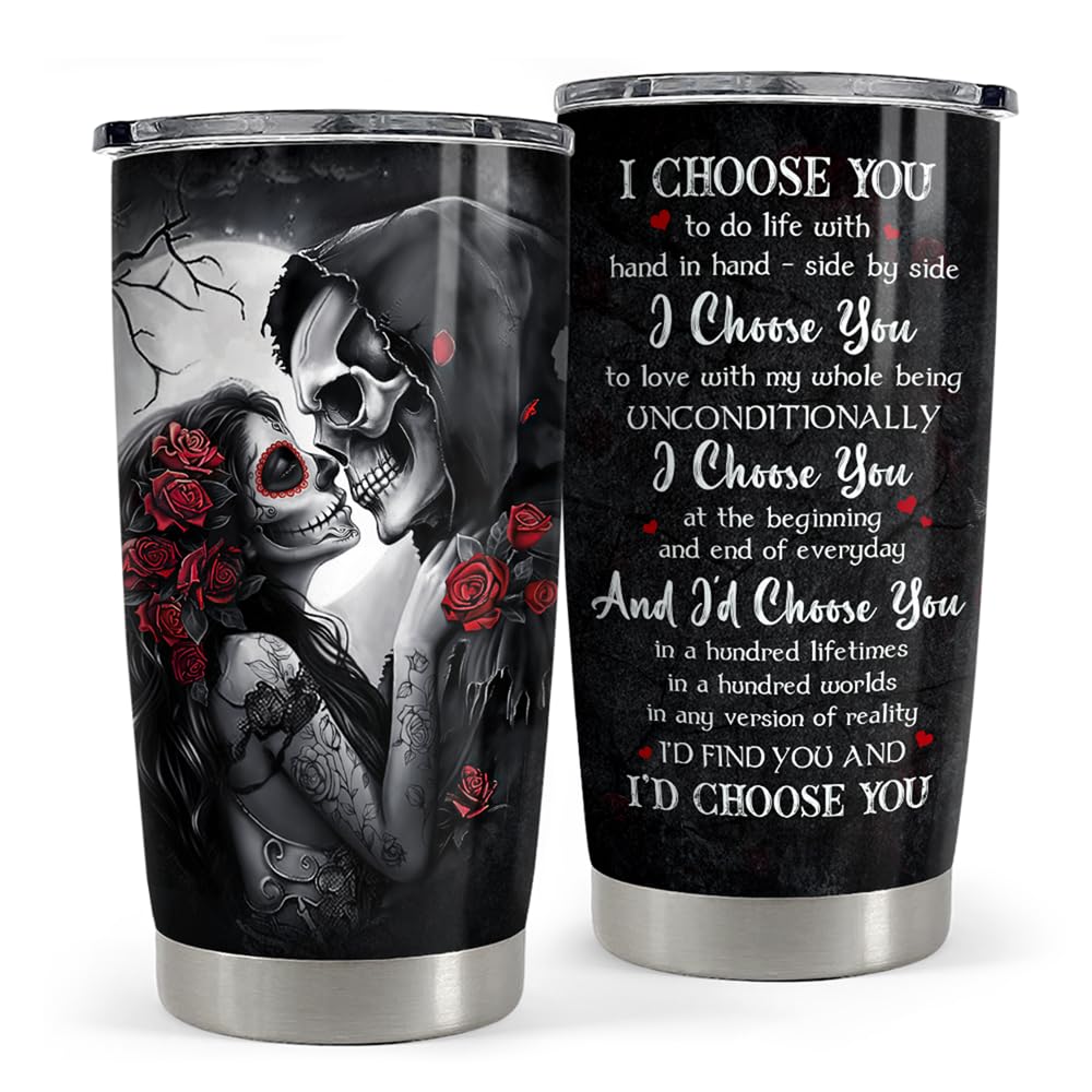Sandjest vaso con diseño de calaveras 20oz en acero inoxidable, mantiene la bebida caliente o fría.