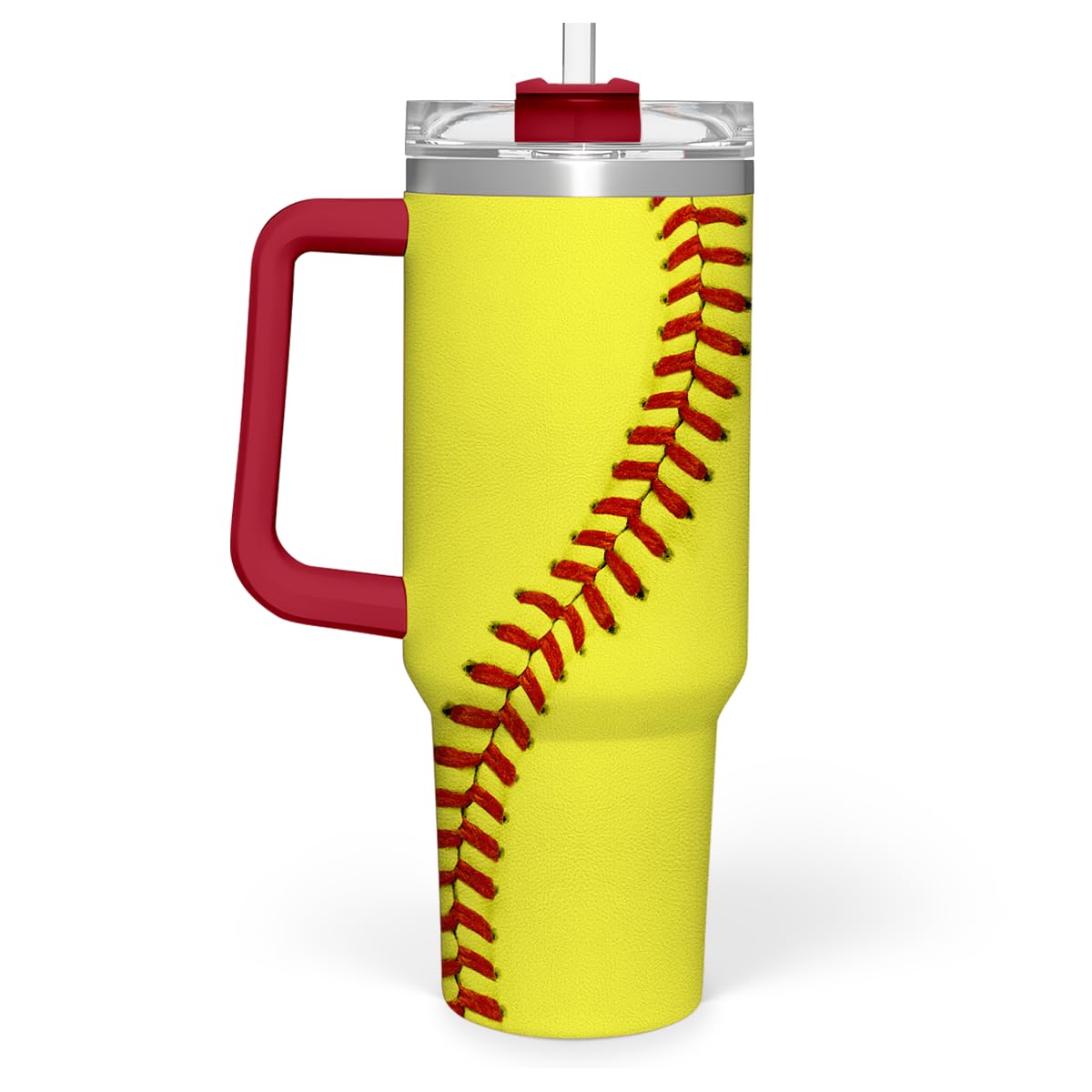 Sandjest vaso térmico softball con asa 40oz, ideal para transporte diario.