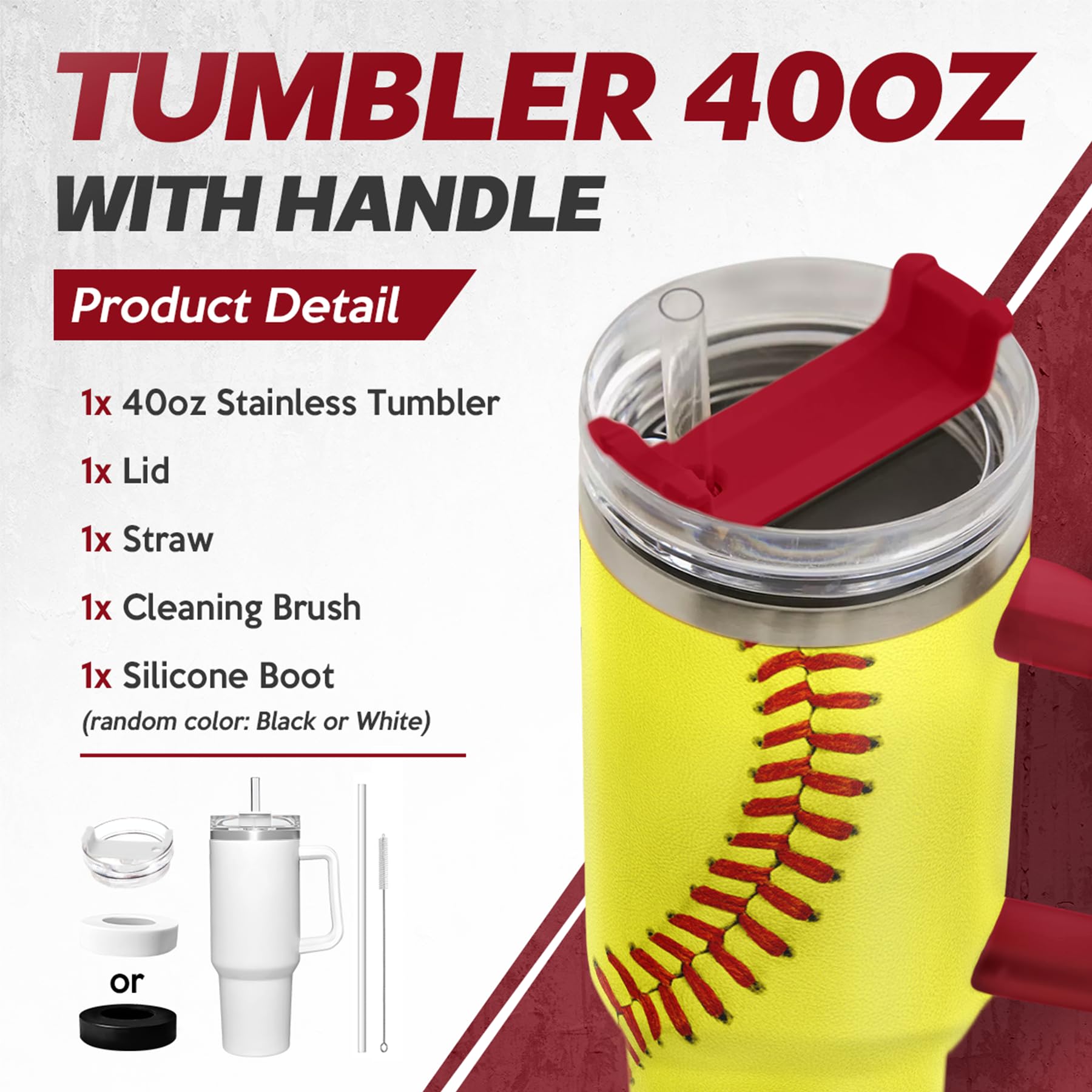 Sandjest vaso térmico softball con tapa y sorbete, práctico para beber en cualquier momento.